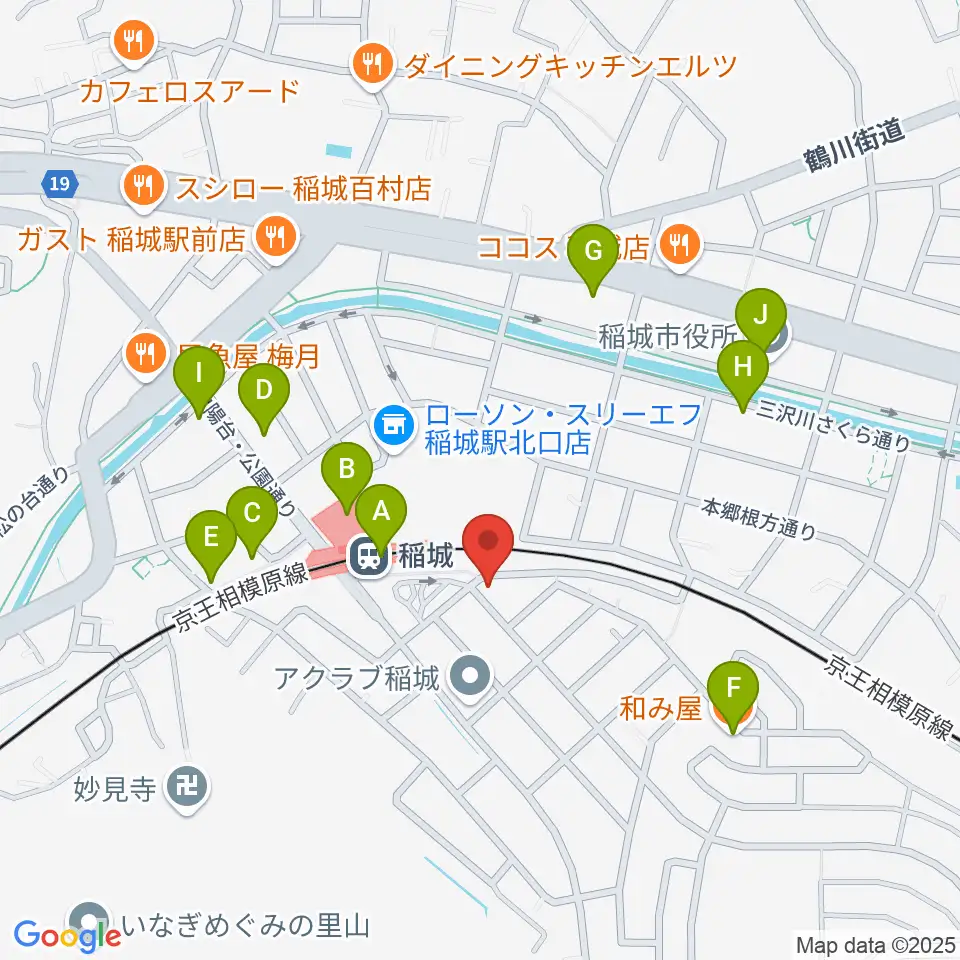 川上楽器 稲城センター周辺のファミレス・ファーストフード一覧地図