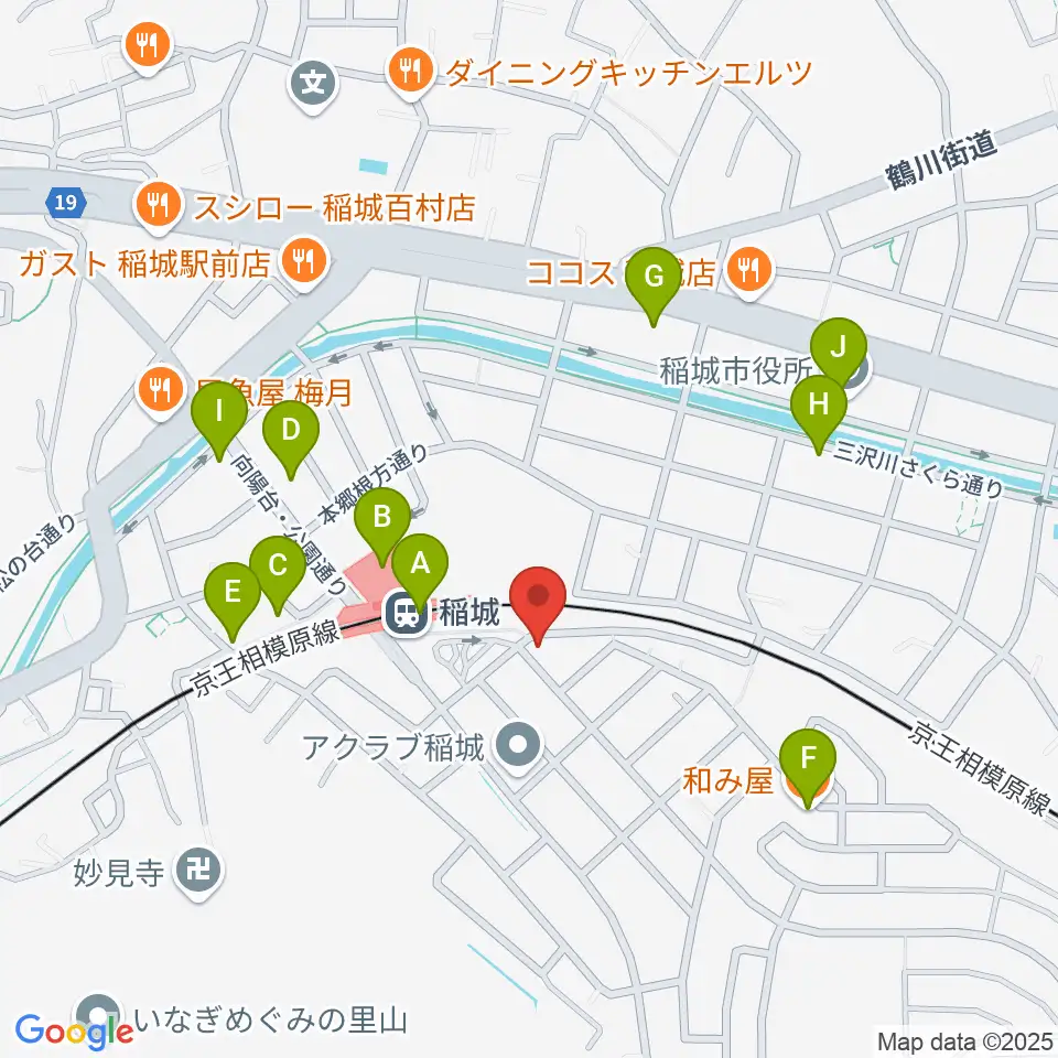 川上楽器 稲城センター周辺のファミレス・ファーストフード一覧地図