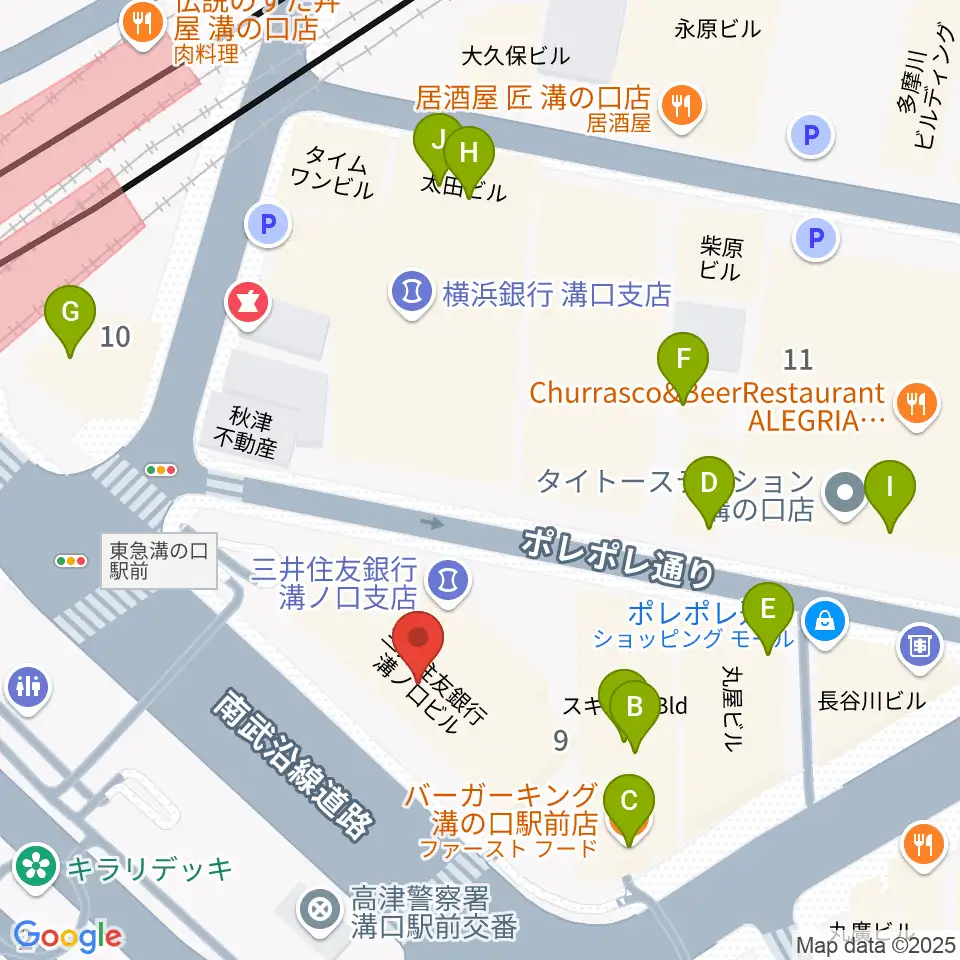 川上楽器 溝ノ口センター周辺のファミレス・ファーストフード一覧地図