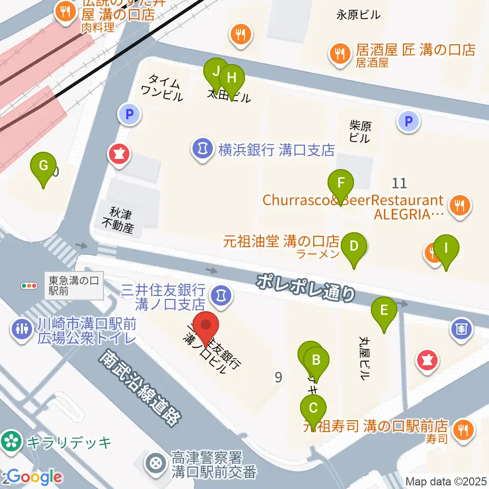 川上楽器 溝ノ口センター周辺のファミレス・ファーストフード一覧地図
