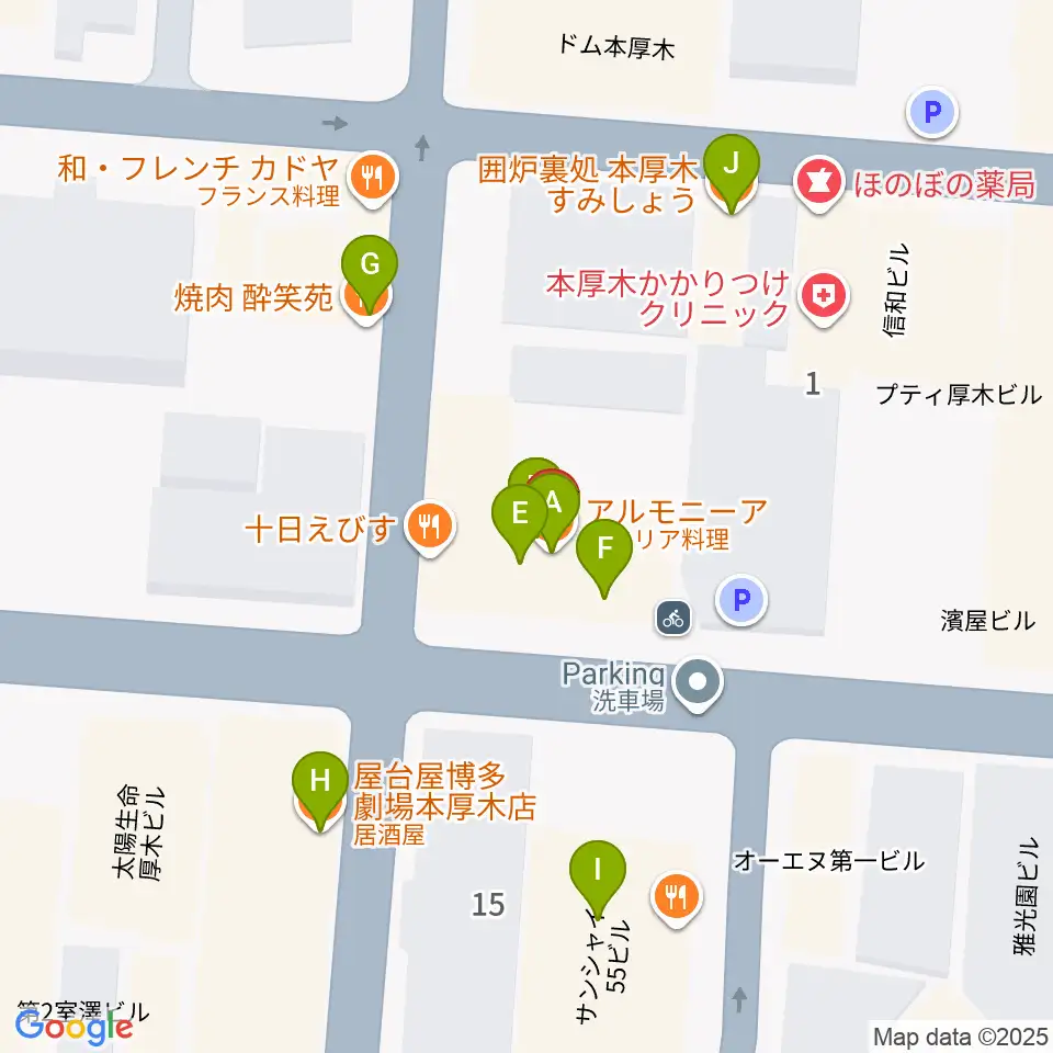 メロディ会周辺のファミレス・ファーストフード一覧地図