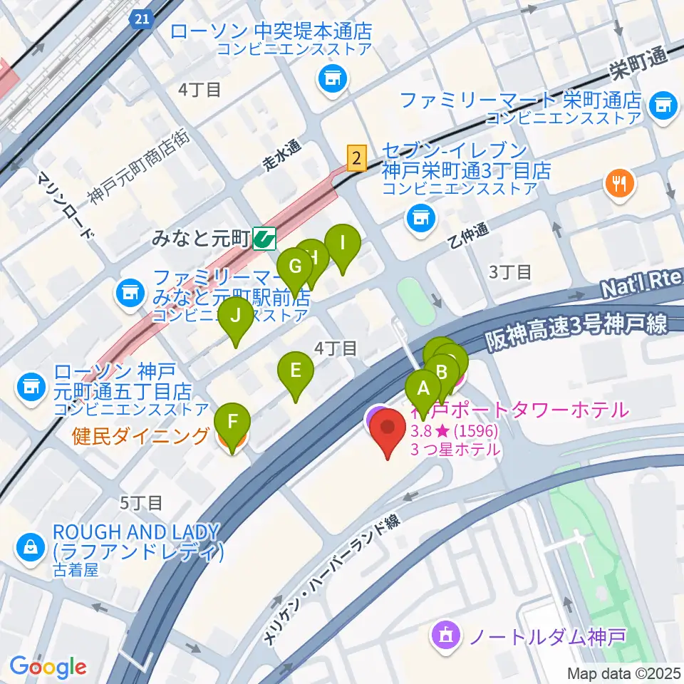 HATOBA MUSIC SCHOOL A&D MUSIC周辺のファミレス・ファーストフード一覧地図