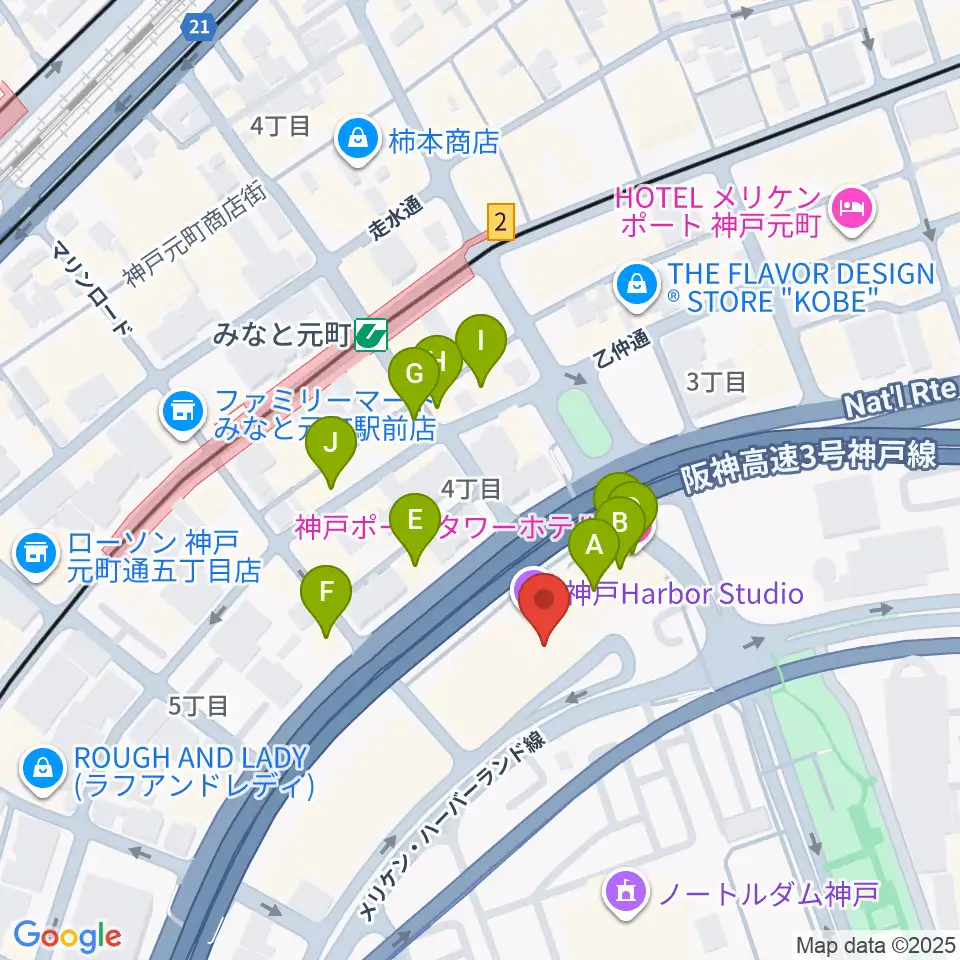 HATOBA MUSIC SCHOOL A&D MUSIC周辺のファミレス・ファーストフード一覧地図