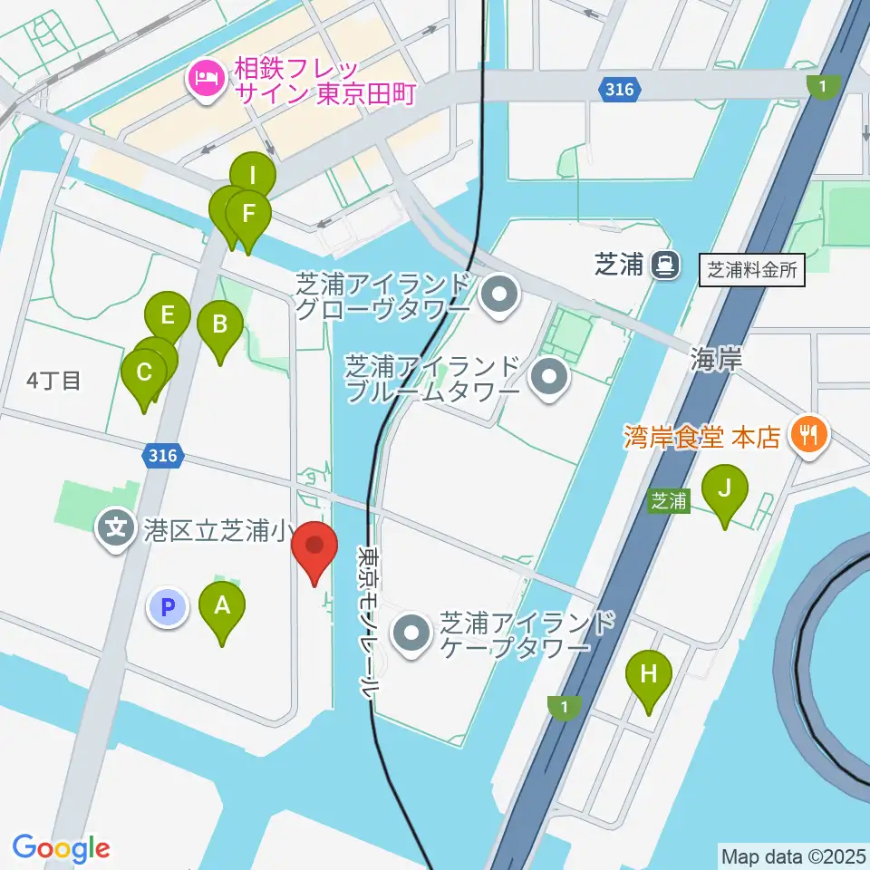 東京ジャズ音楽教室周辺のファミレス・ファーストフード一覧地図
