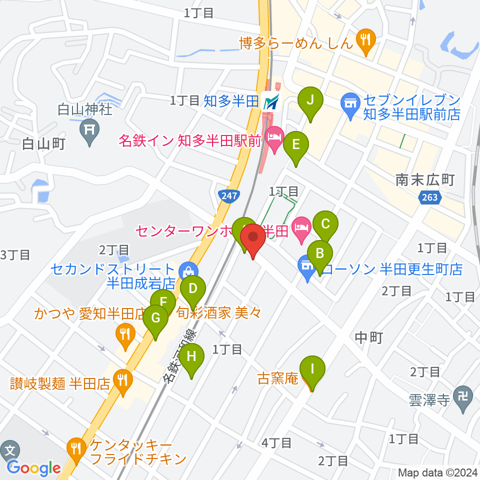 山本楽器周辺のファミレス・ファーストフード一覧地図