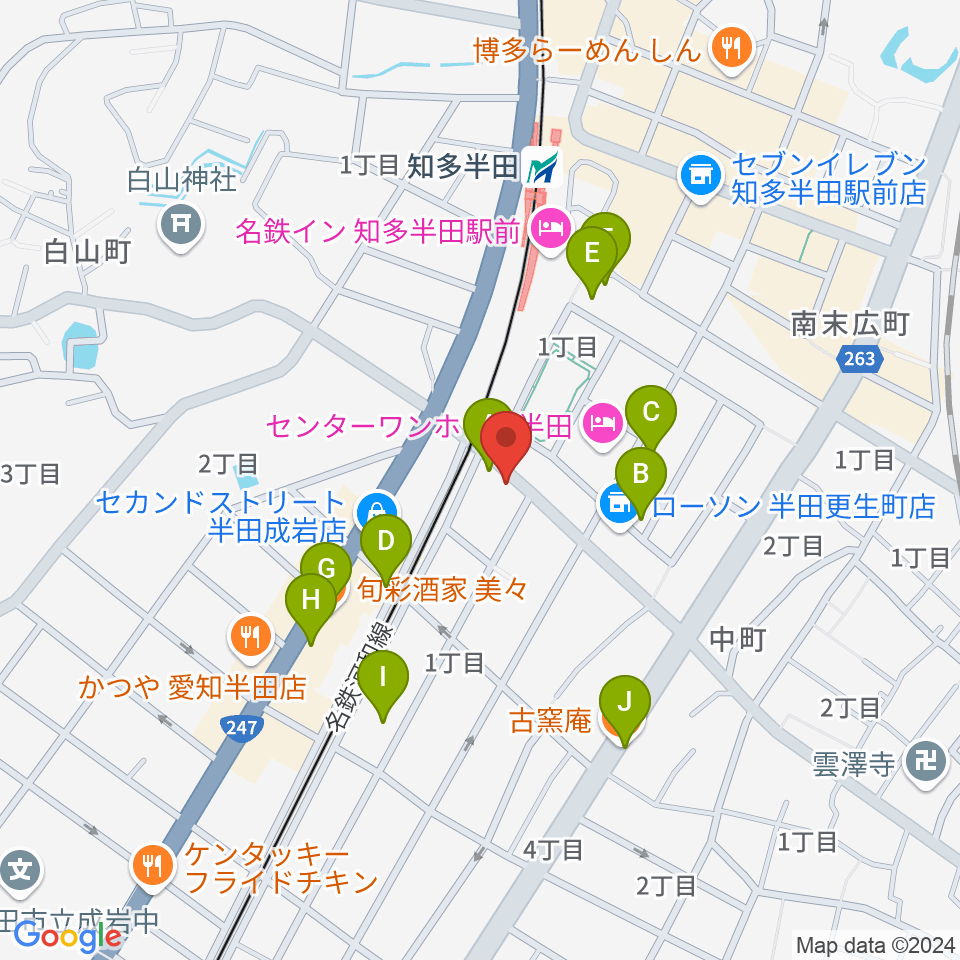 山本楽器周辺のファミレス・ファーストフード一覧地図