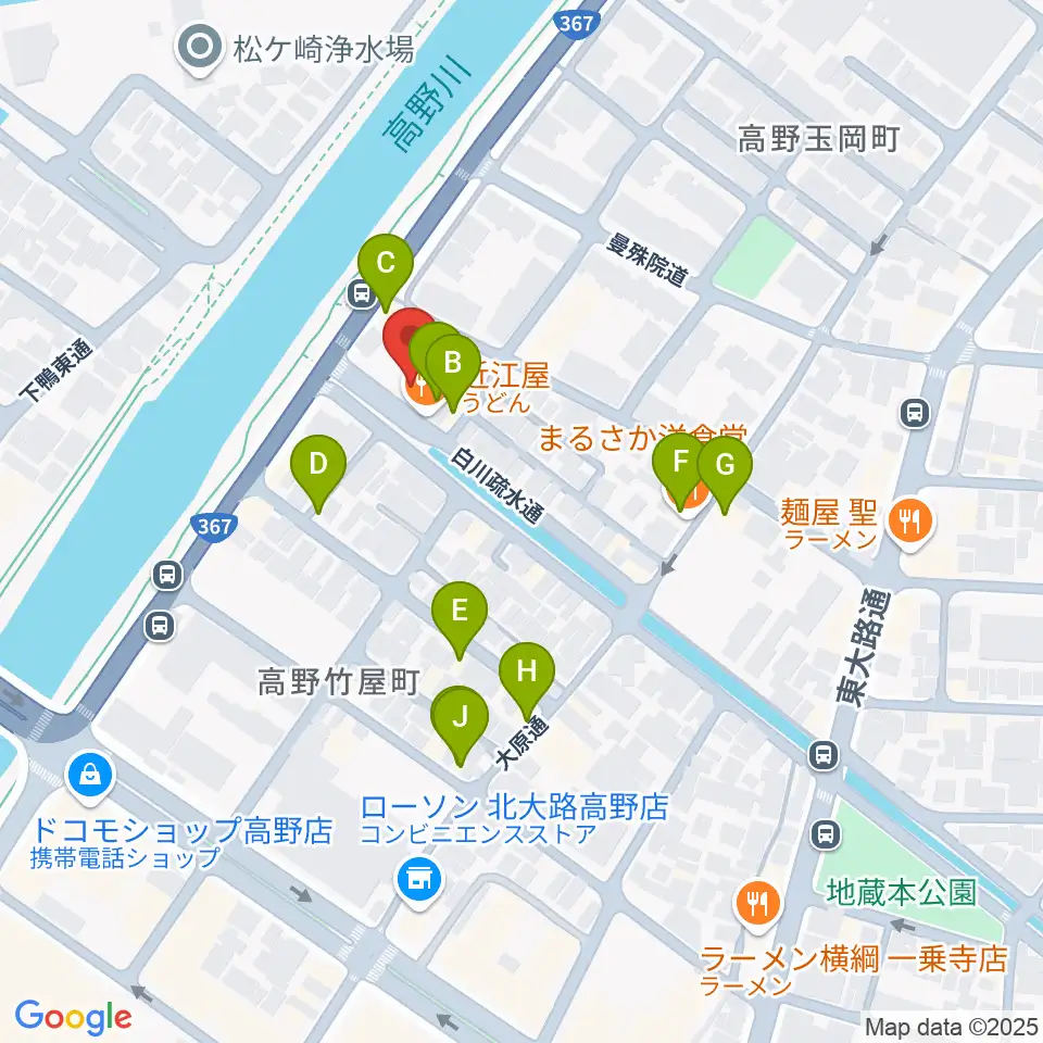 ギターランド フルアップ周辺のファミレス・ファーストフード一覧地図