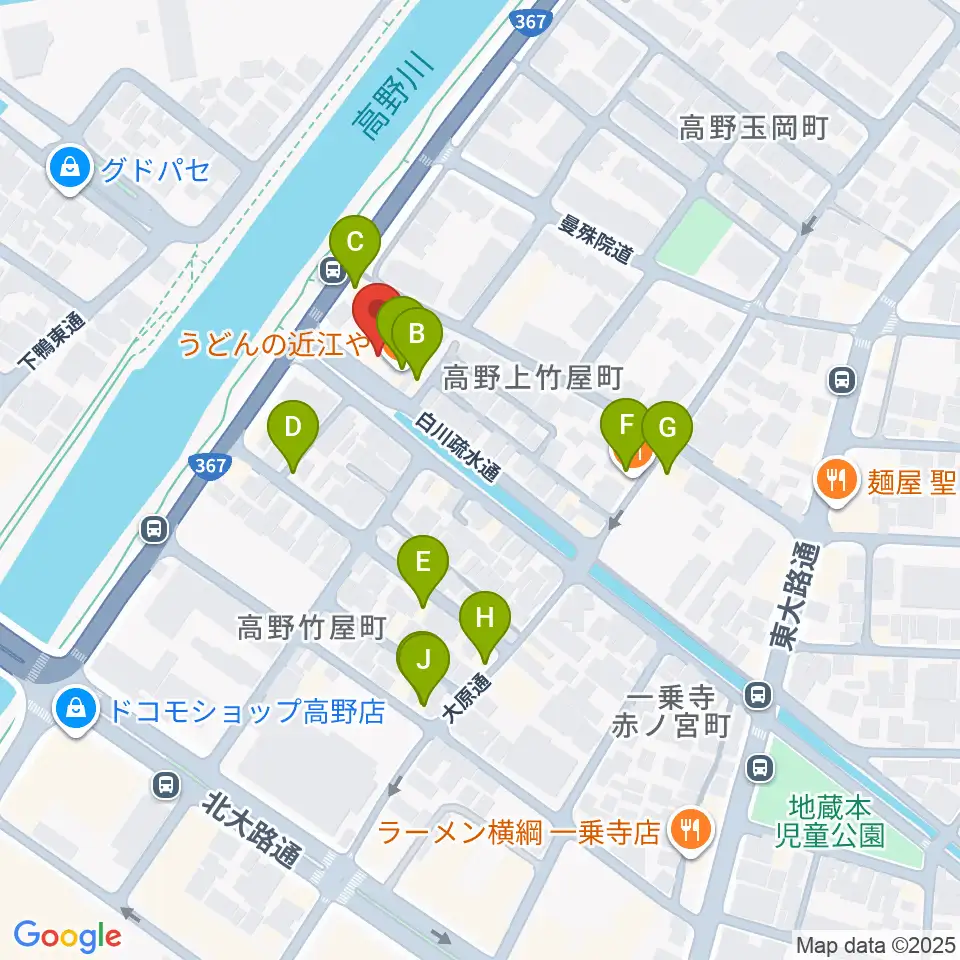 ギターランド フルアップ周辺のファミレス・ファーストフード一覧地図