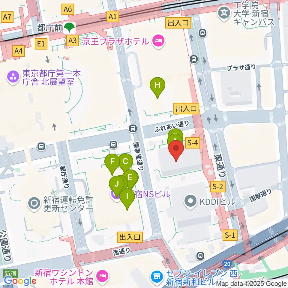 宮地楽器 MUSIC JOY新宿周辺のファミレス・ファーストフード一覧地図