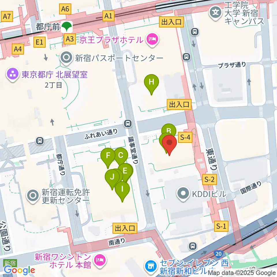 宮地楽器 MUSIC JOY新宿周辺のファミレス・ファーストフード一覧地図