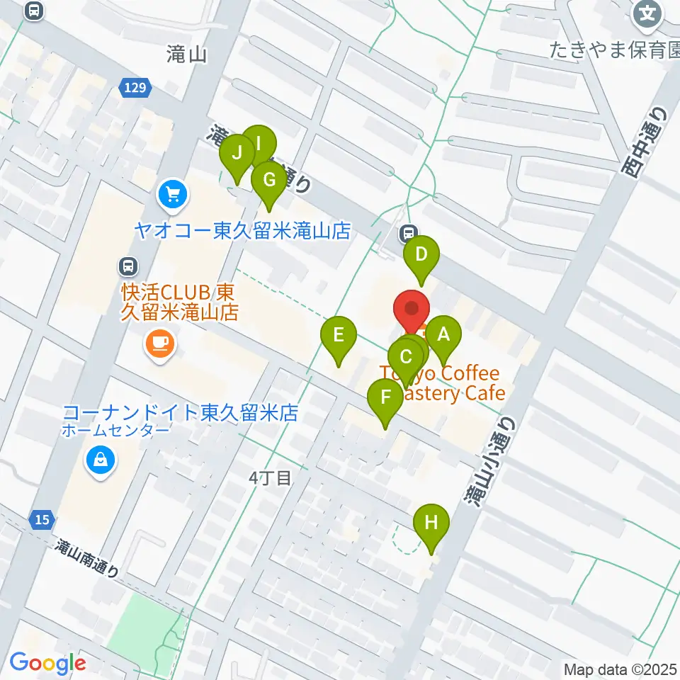 宮地楽器 滝山センター周辺のファミレス・ファーストフード一覧地図
