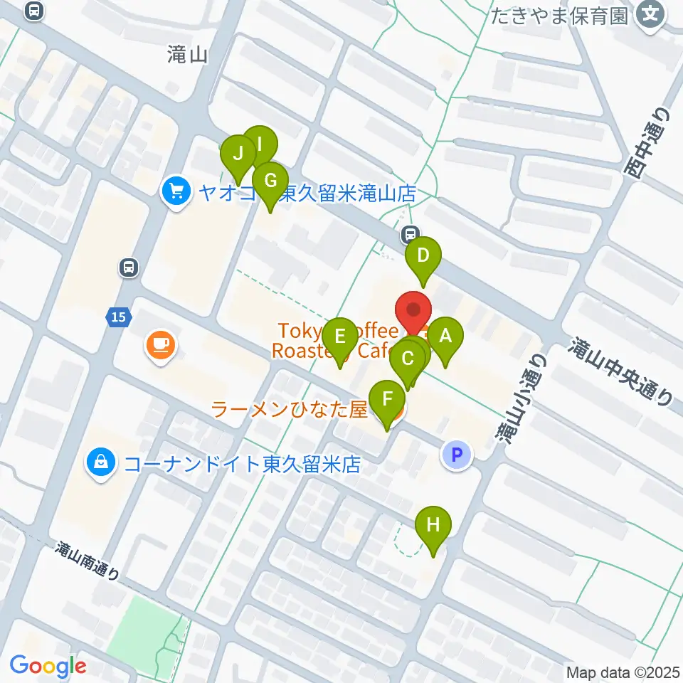宮地楽器 滝山センター周辺のファミレス・ファーストフード一覧地図