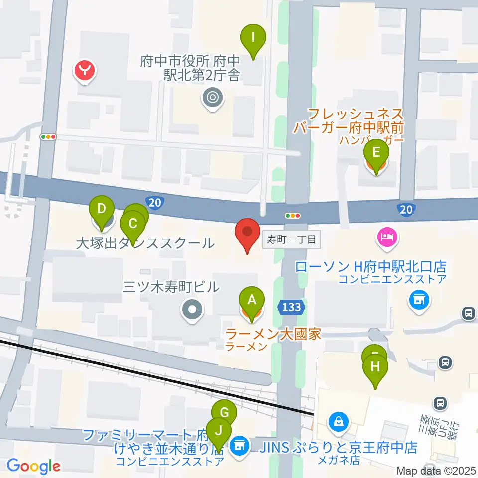 宮地楽器 府中センター周辺のファミレス・ファーストフード一覧地図