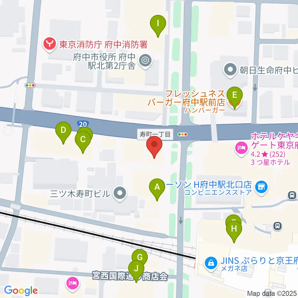 宮地楽器 府中センター周辺のファミレス・ファーストフード一覧地図