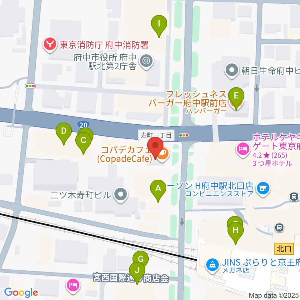 宮地楽器 府中センター周辺のファミレス・ファーストフード一覧地図