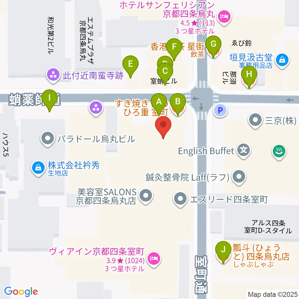 スタジオPoco四条周辺のファミレス・ファーストフード一覧地図