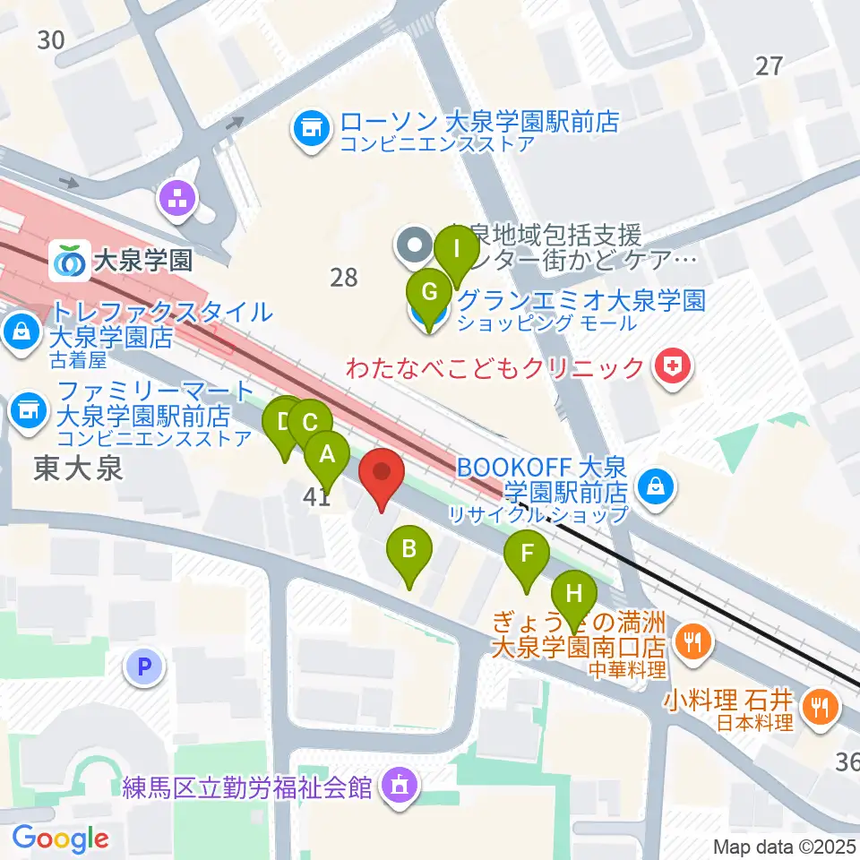 武蔵野楽器セサミクラブ周辺のファミレス・ファーストフード一覧地図