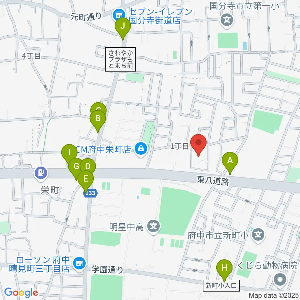 アカデミーアポロ周辺のファミレス・ファーストフード一覧地図