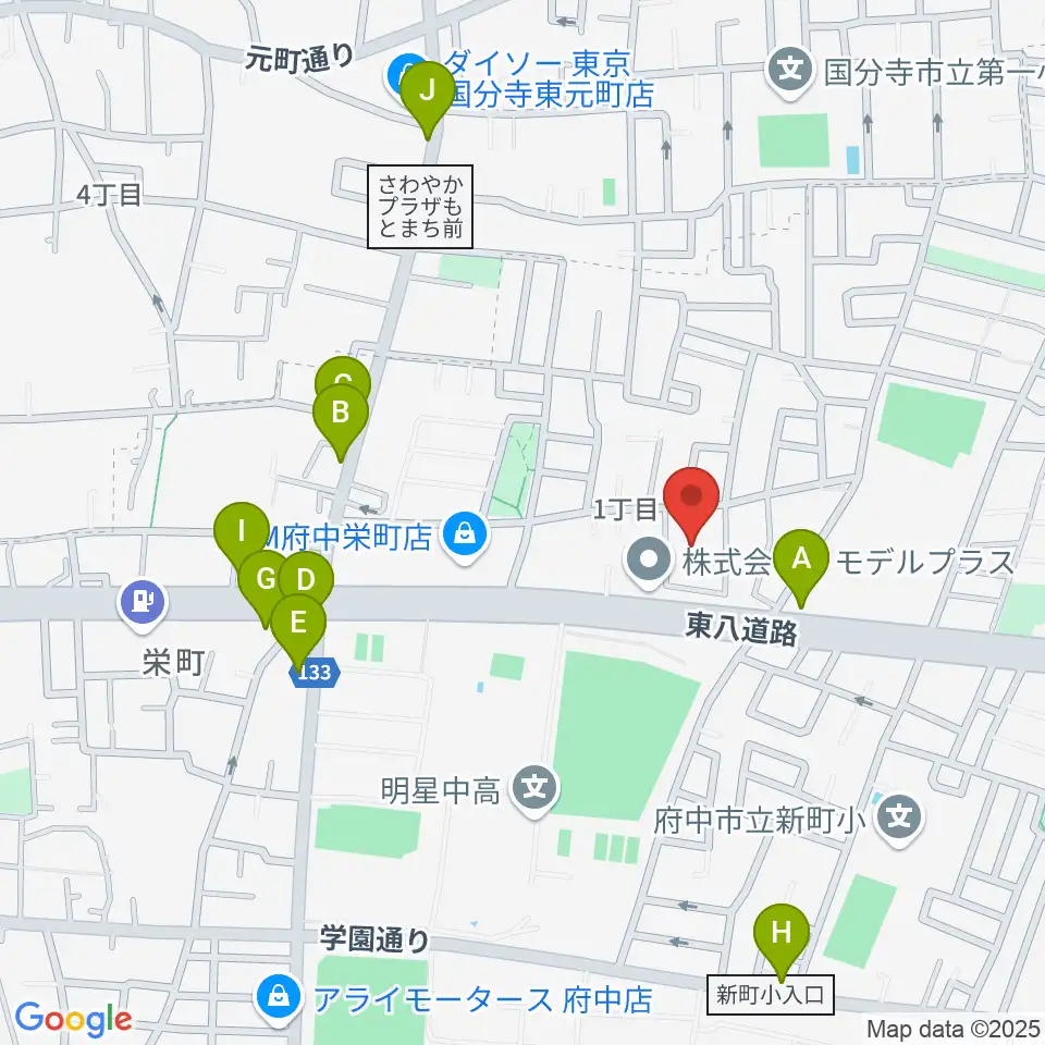 アカデミーアポロ周辺のファミレス・ファーストフード一覧地図
