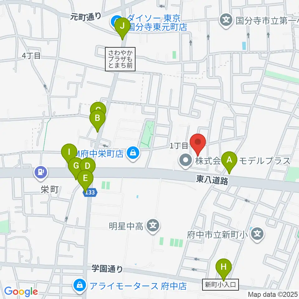 アカデミーアポロ周辺のファミレス・ファーストフード一覧地図