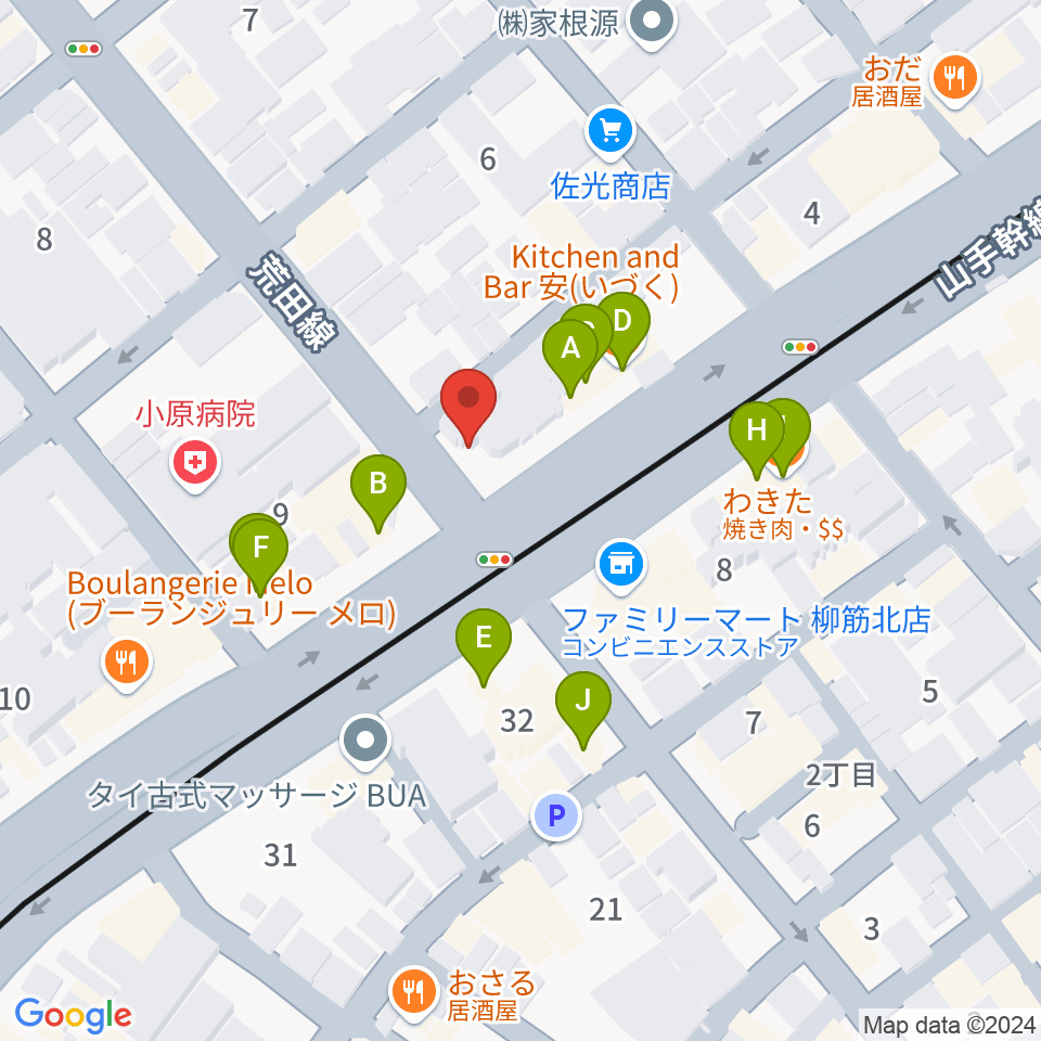 きどやバイオリン工房周辺のファミレス・ファーストフード一覧地図