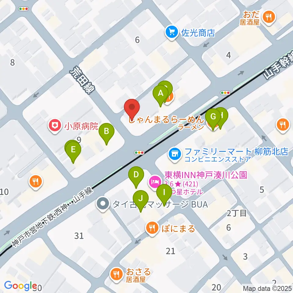 きどやバイオリン工房周辺のファミレス・ファーストフード一覧地図