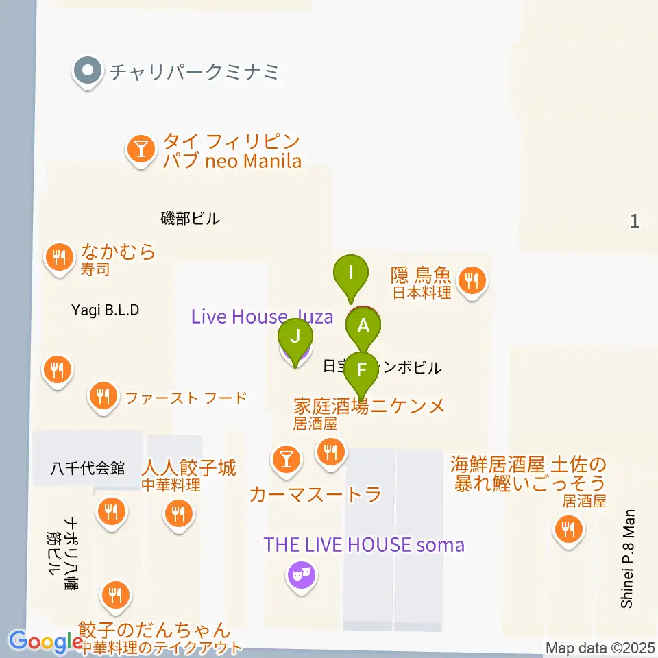 P4 STUDIO東心斎橋店周辺のファミレス・ファーストフード一覧地図