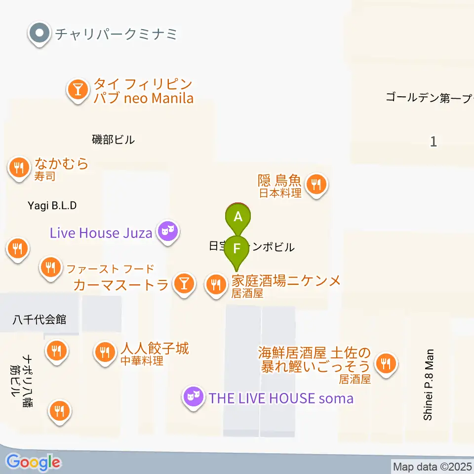 P4 STUDIO東心斎橋店周辺のファミレス・ファーストフード一覧地図