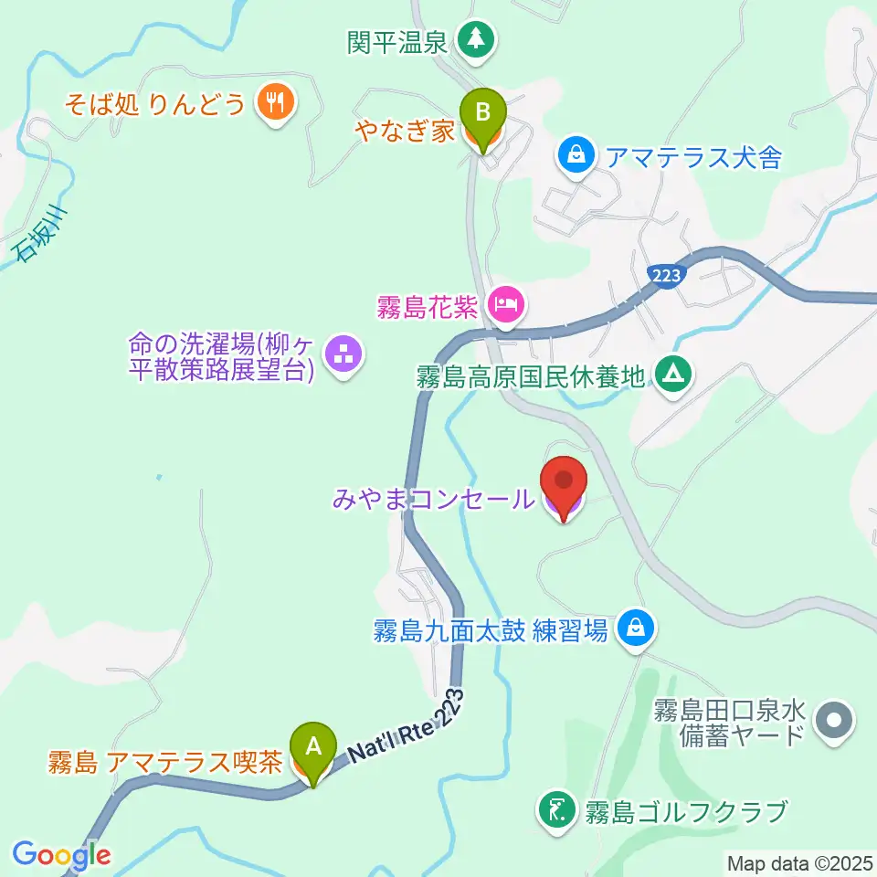 霧島国際音楽ホール みやまコンセール周辺のファミレス・ファーストフード一覧地図
