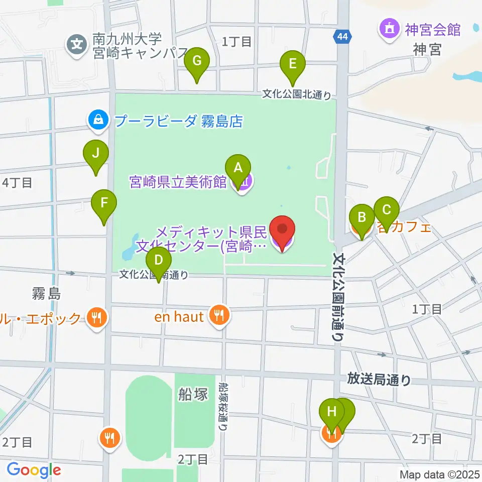 メディキット県民文化センター周辺のファミレス・ファーストフード一覧地図