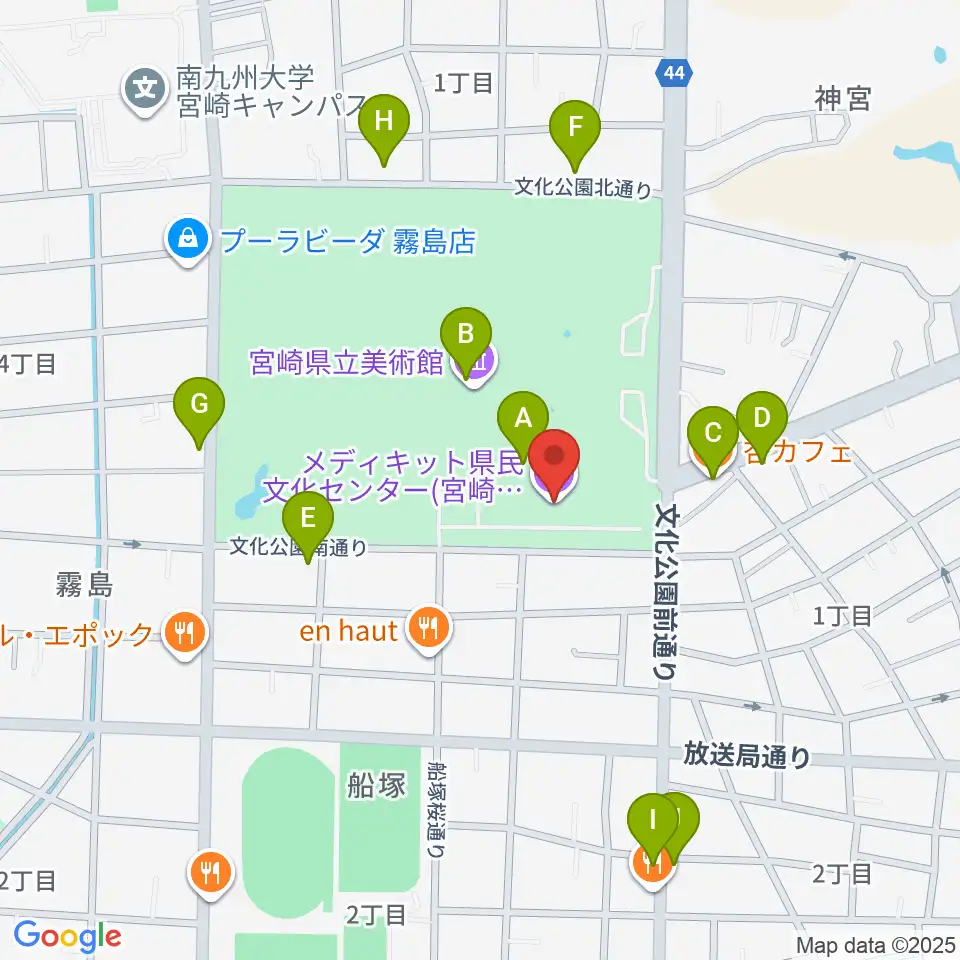 メディキット県民文化センター周辺のファミレス・ファーストフード一覧地図