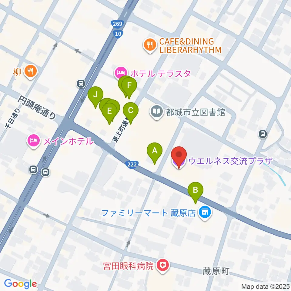 ウエルネス交流プラザ周辺のファミレス・ファーストフード一覧地図