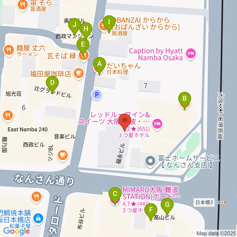 松本楽器M&Gピアノサービスセンター周辺のファミレス・ファーストフード一覧地図
