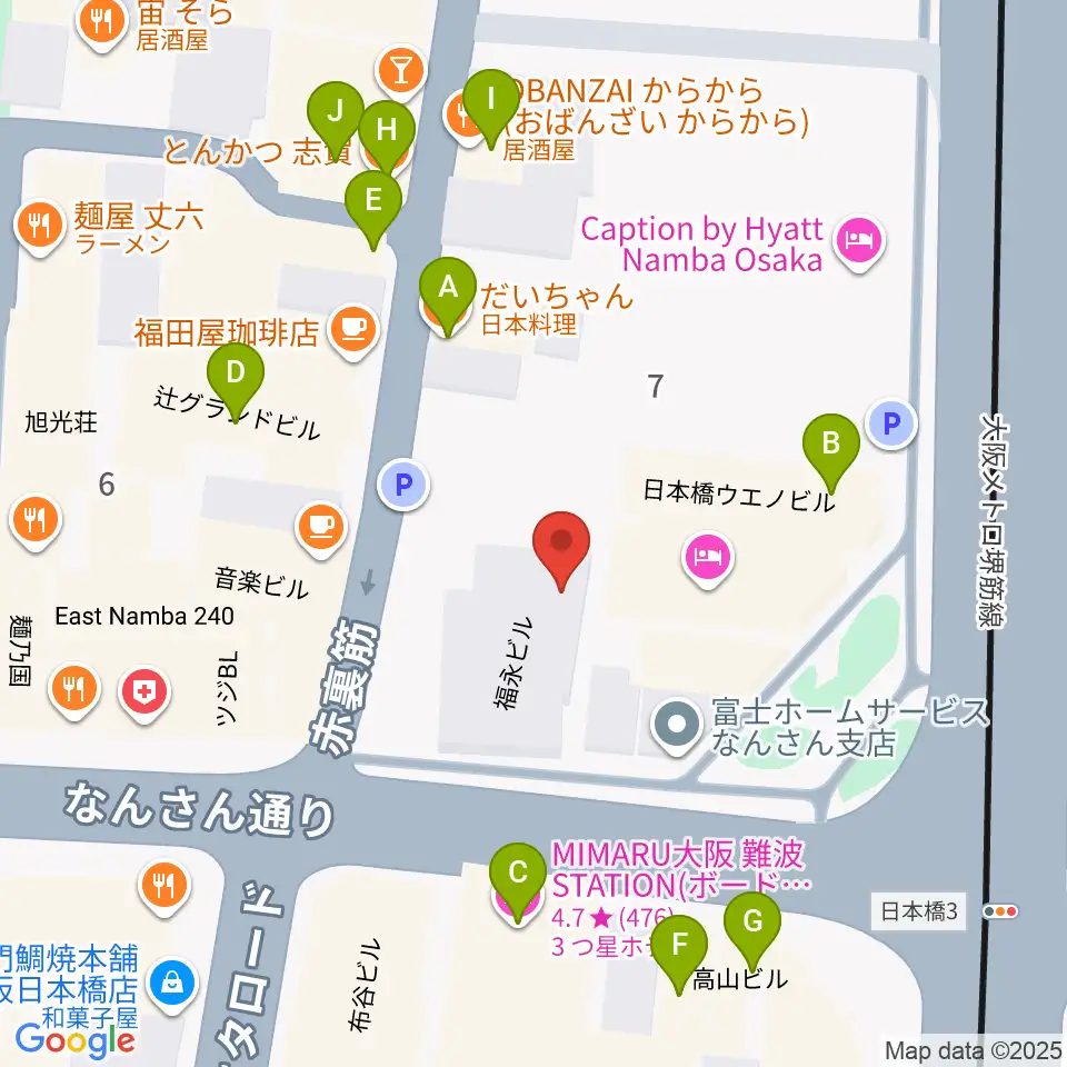 松本楽器M&Gピアノサービスセンター周辺のファミレス・ファーストフード一覧地図