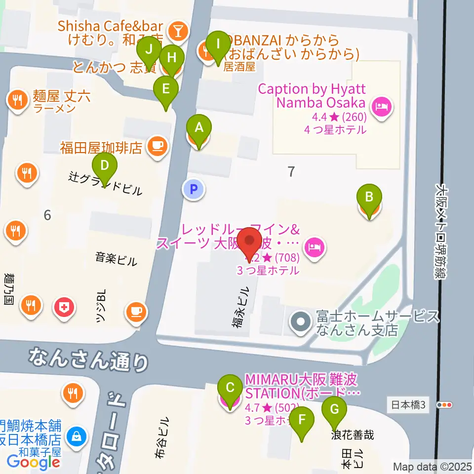 松本楽器M&Gピアノサービスセンター周辺のファミレス・ファーストフード一覧地図