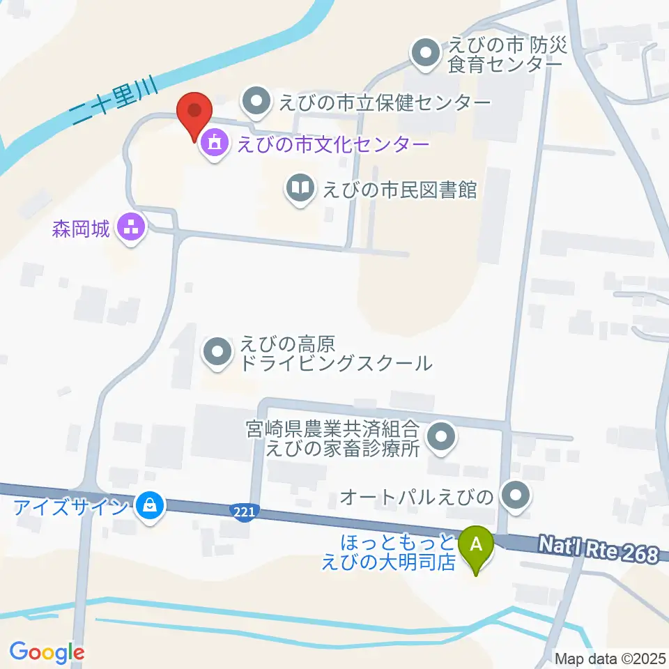 えびの市立文化センター周辺のファミレス・ファーストフード一覧地図