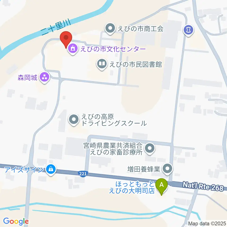 えびの市立文化センター周辺のファミレス・ファーストフード一覧地図