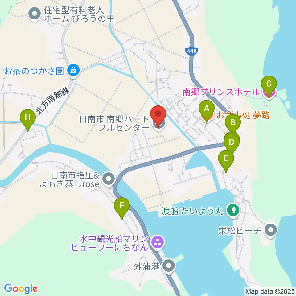 日南市南郷ハートフルセンター周辺のファミレス・ファーストフード一覧地図