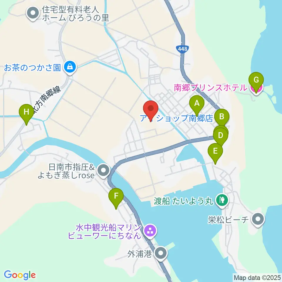 日南市南郷ハートフルセンター周辺のファミレス・ファーストフード一覧地図