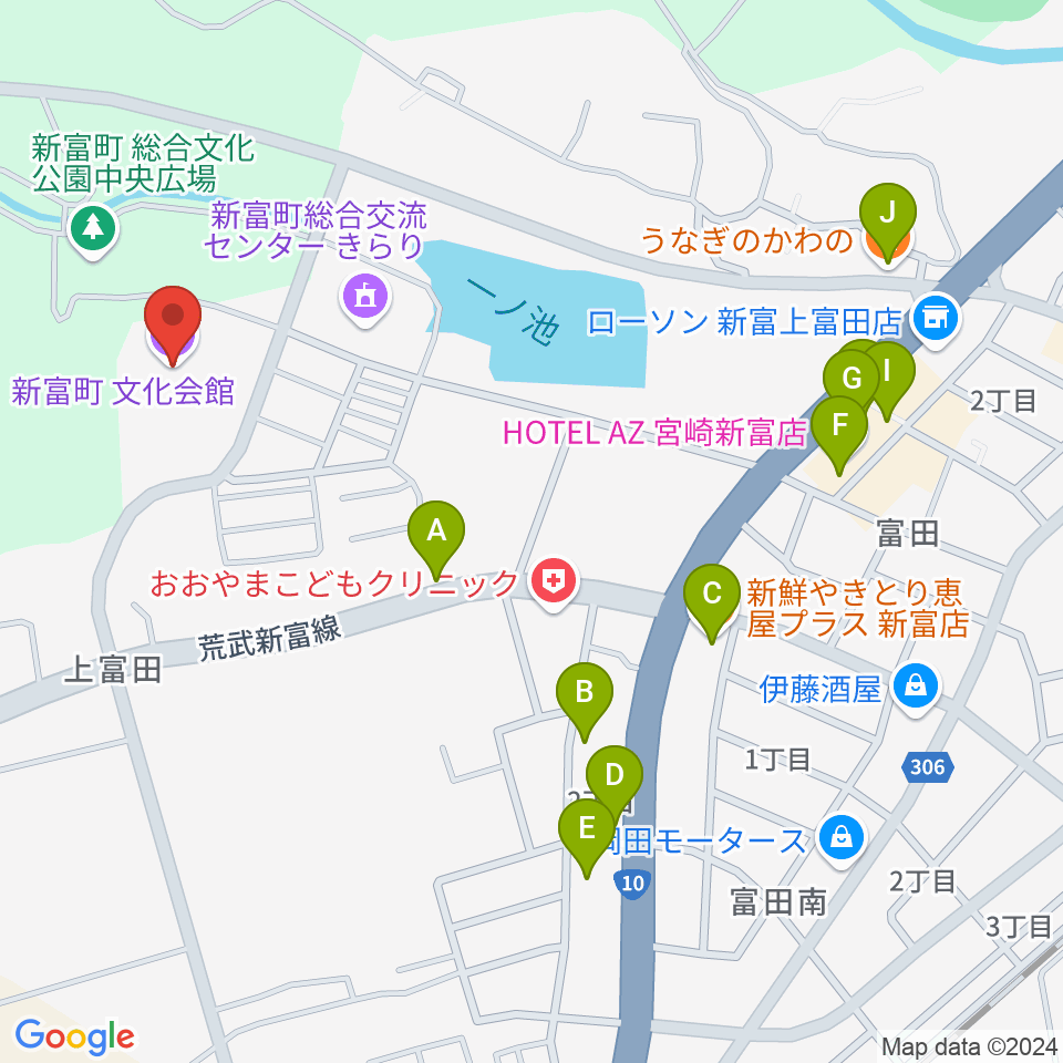 新富町文化会館周辺のファミレス・ファーストフード一覧地図