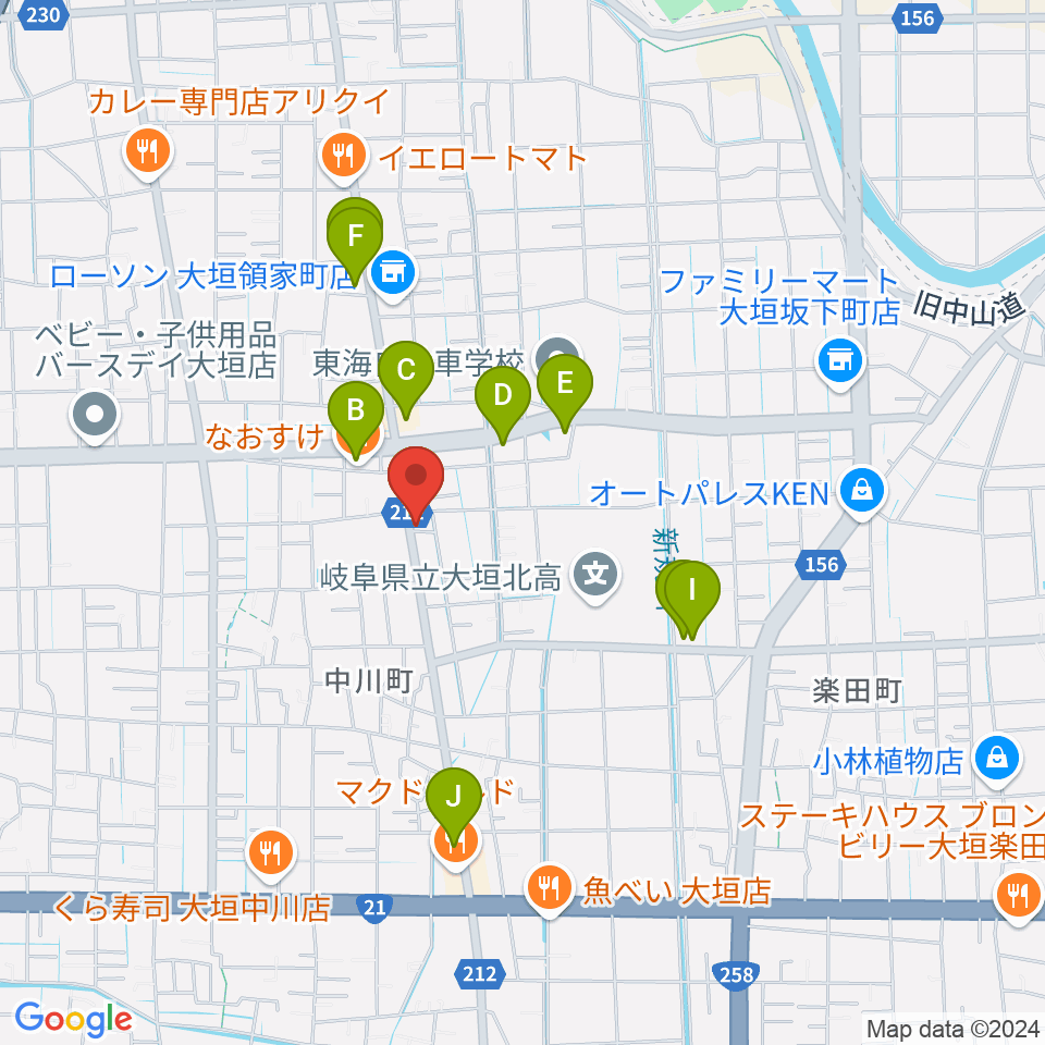 スタジオPAO周辺のファミレス・ファーストフード一覧地図