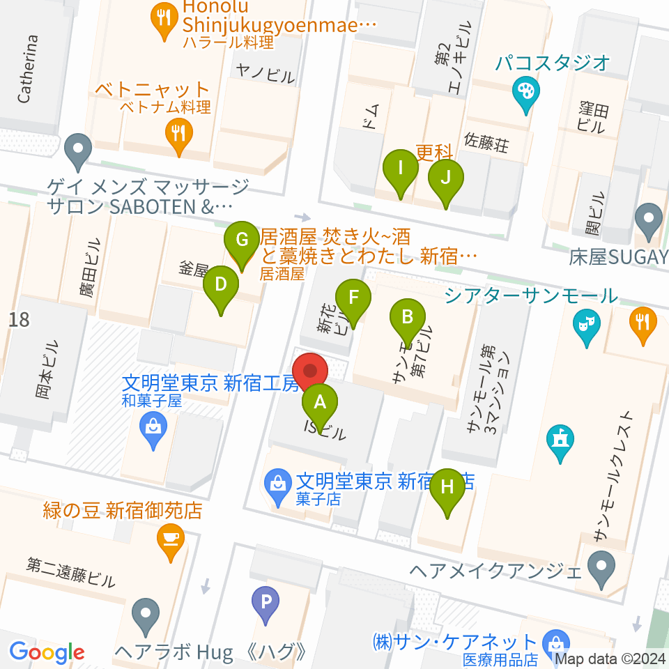 新宿リトルモンスター周辺のファミレス・ファーストフード一覧地図