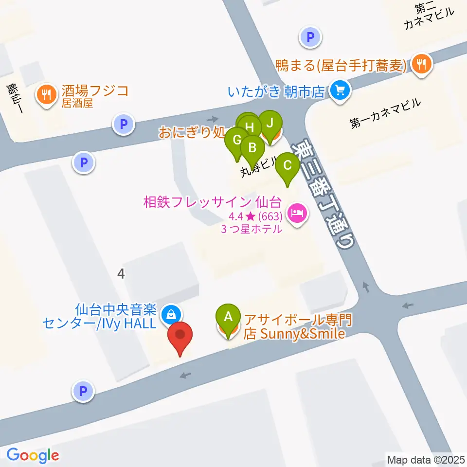 桐朋学園 子供のための音楽教室 仙台教室周辺のファミレス・ファーストフード一覧地図