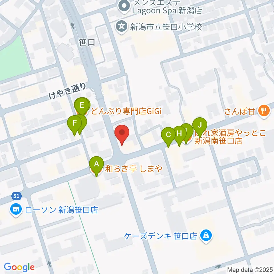 桐朋 子供のための音楽教室 新潟教室周辺のファミレス・ファーストフード一覧地図