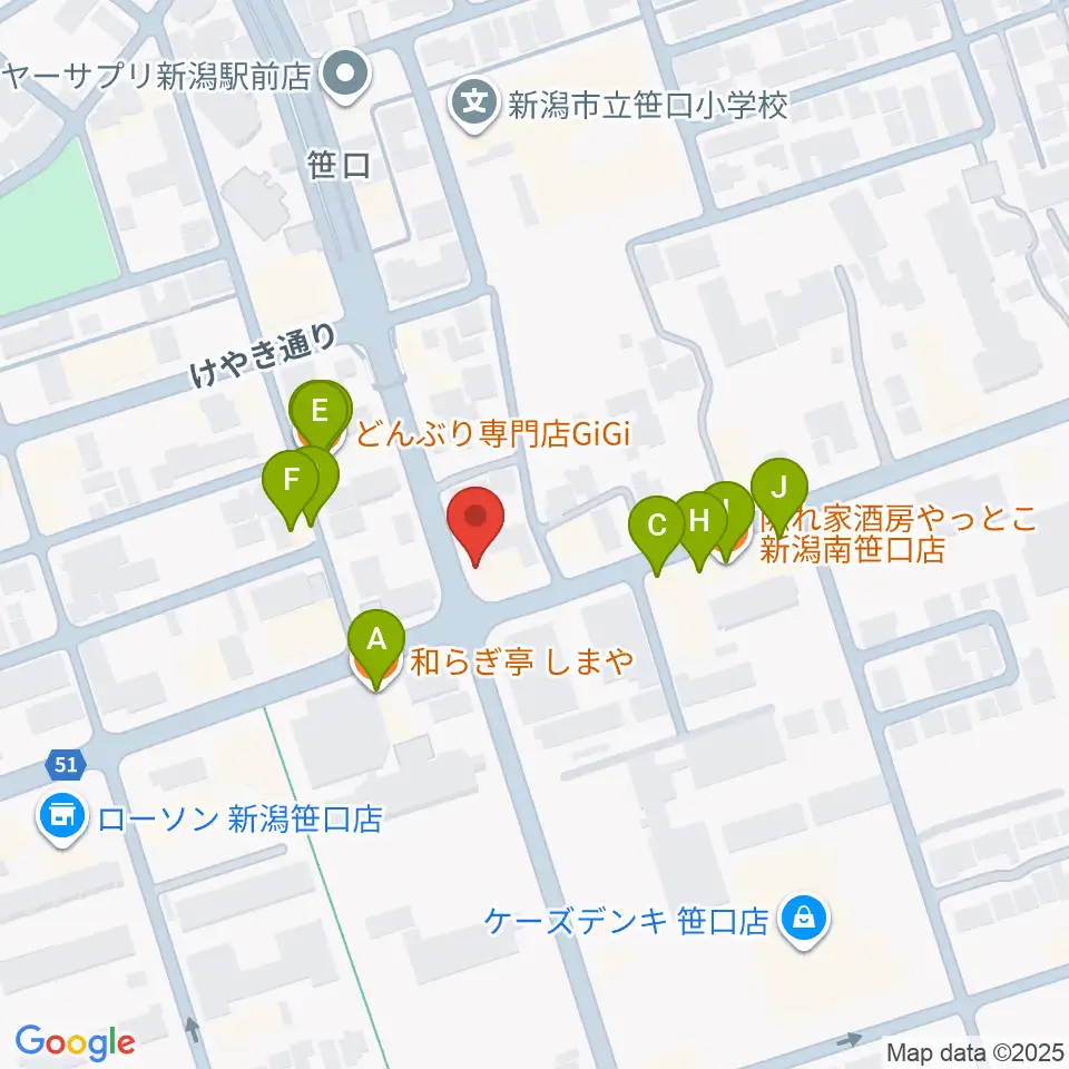 桐朋 子供のための音楽教室 新潟教室周辺のファミレス・ファーストフード一覧地図