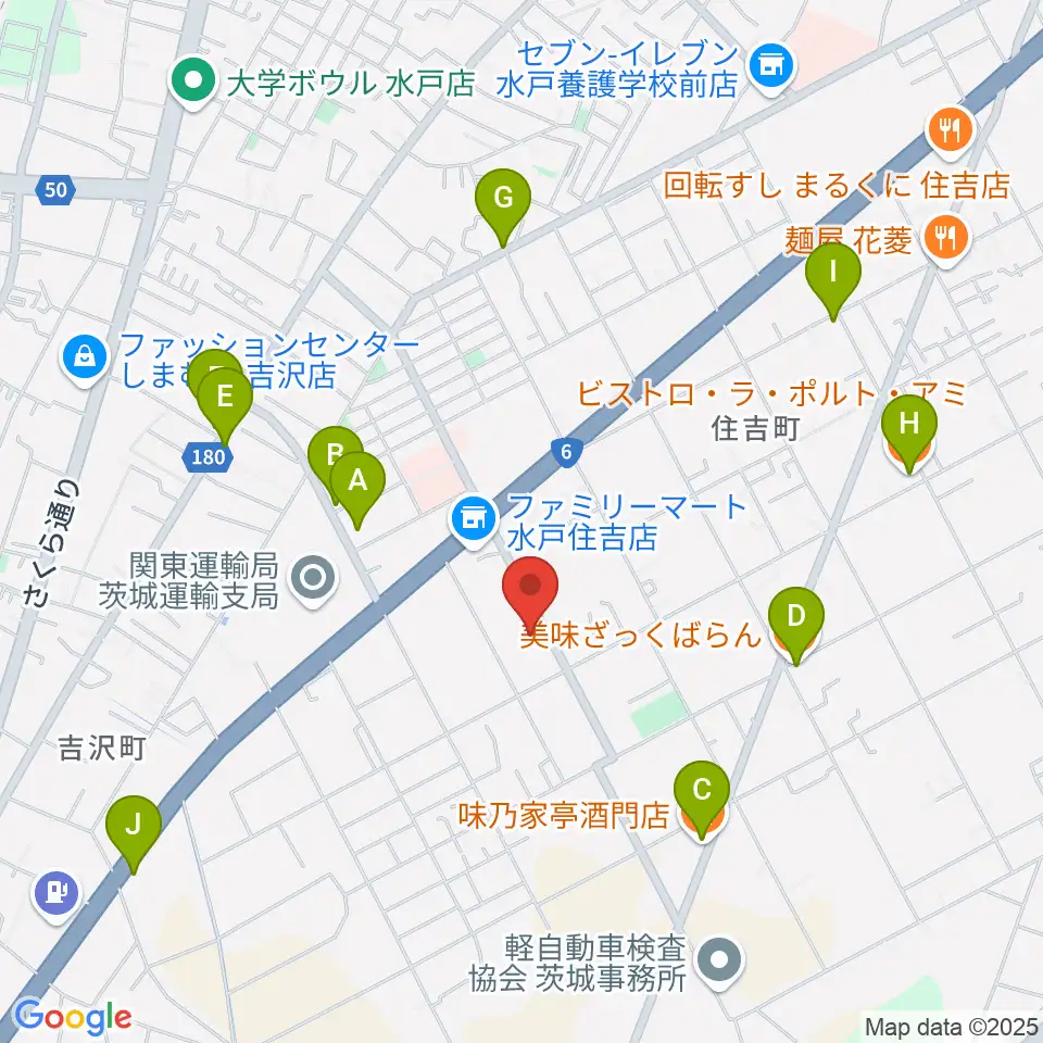 桐朋 子供のための音楽教室 水戸教室周辺のファミレス・ファーストフード一覧地図