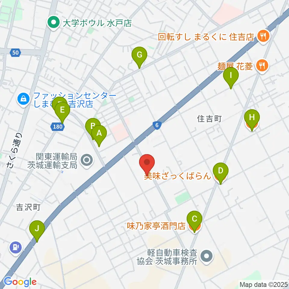 桐朋 子供のための音楽教室 水戸教室周辺のファミレス・ファーストフード一覧地図