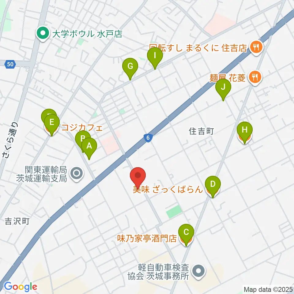 桐朋 子供のための音楽教室 水戸教室周辺のファミレス・ファーストフード一覧地図