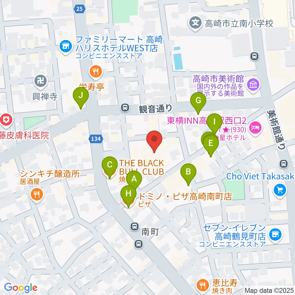 桐朋 子供のための音楽教室 高崎教室周辺のファミレス・ファーストフード一覧地図