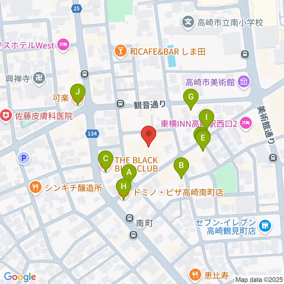 桐朋 子供のための音楽教室 高崎教室周辺のファミレス・ファーストフード一覧地図